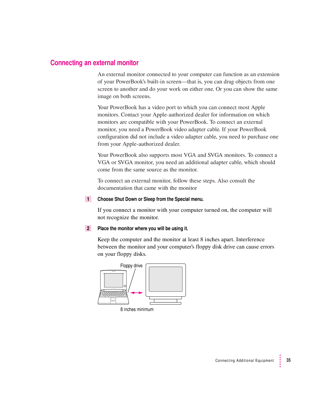 Apple 500 Series manual Connecting an external monitor 