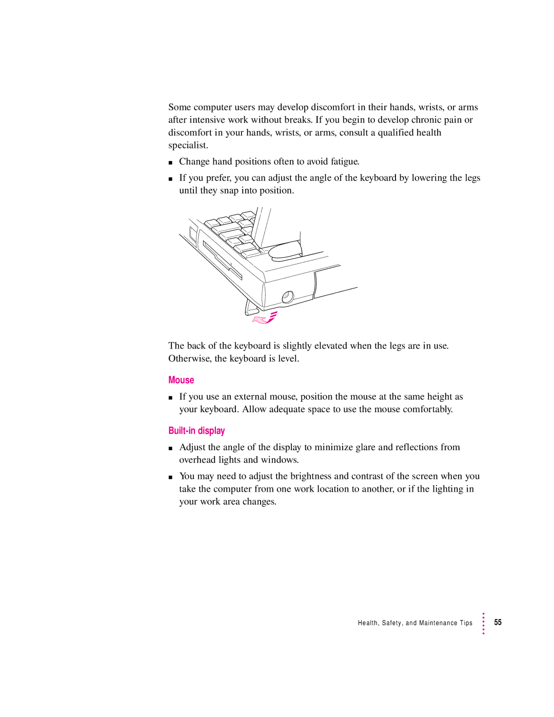 Apple 500 Series manual Mouse, Built-in display 