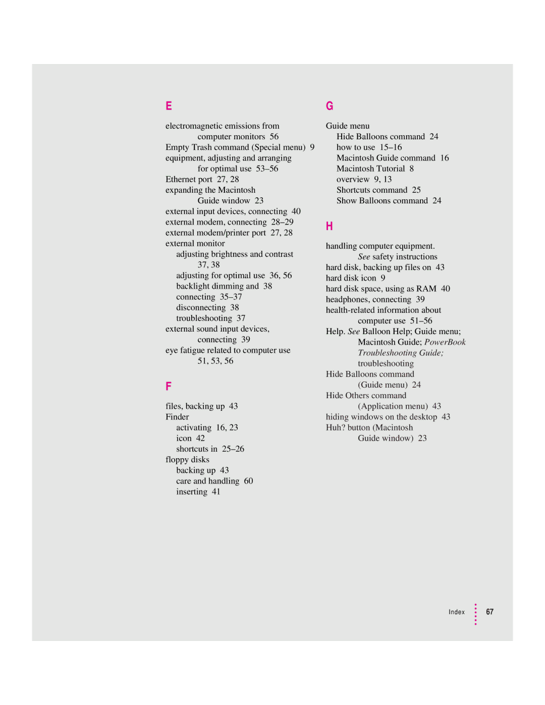 Apple 500 Series manual Index 