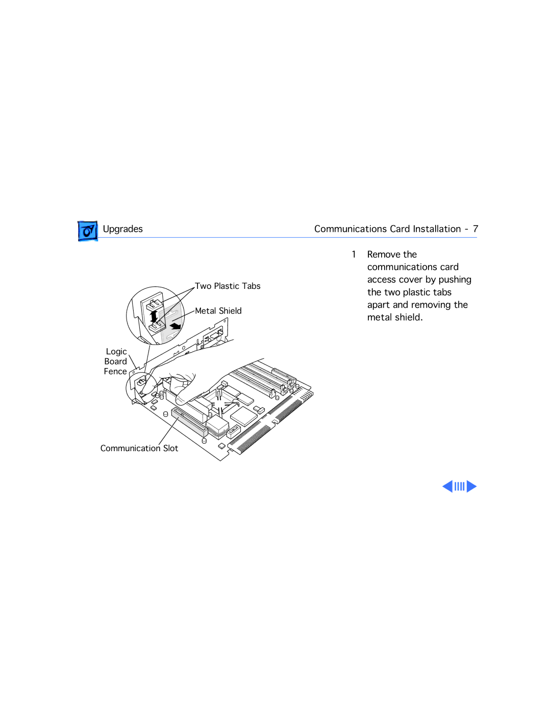 Apple 5280, 5260 manual Upgrades Communications Card Installation 