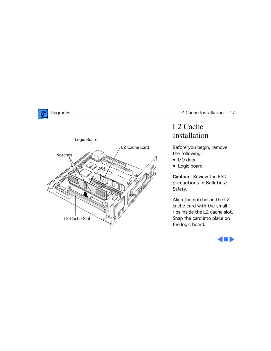 Apple 5280, 5260 manual L2 Cache, Installation 