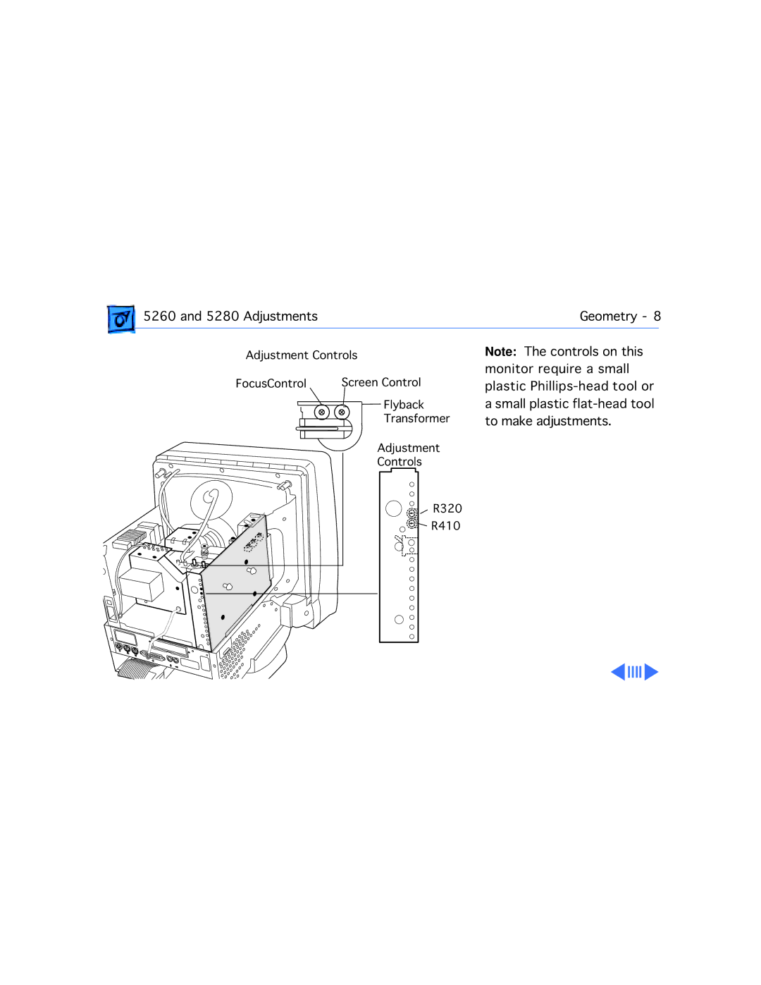 Apple 5280, 5260 manual Adjustments Geometry 