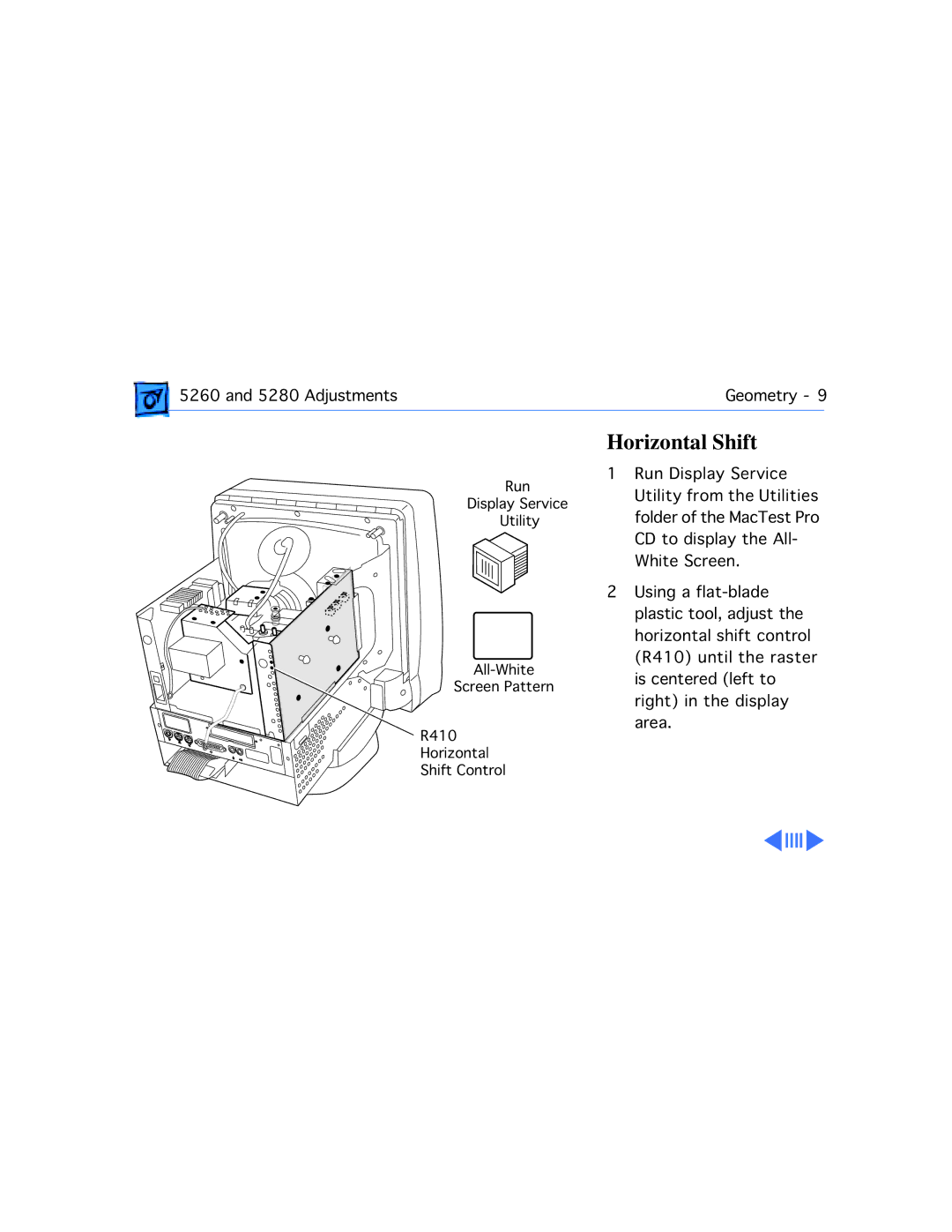 Apple 5260, 5280 manual Horizontal Shift 