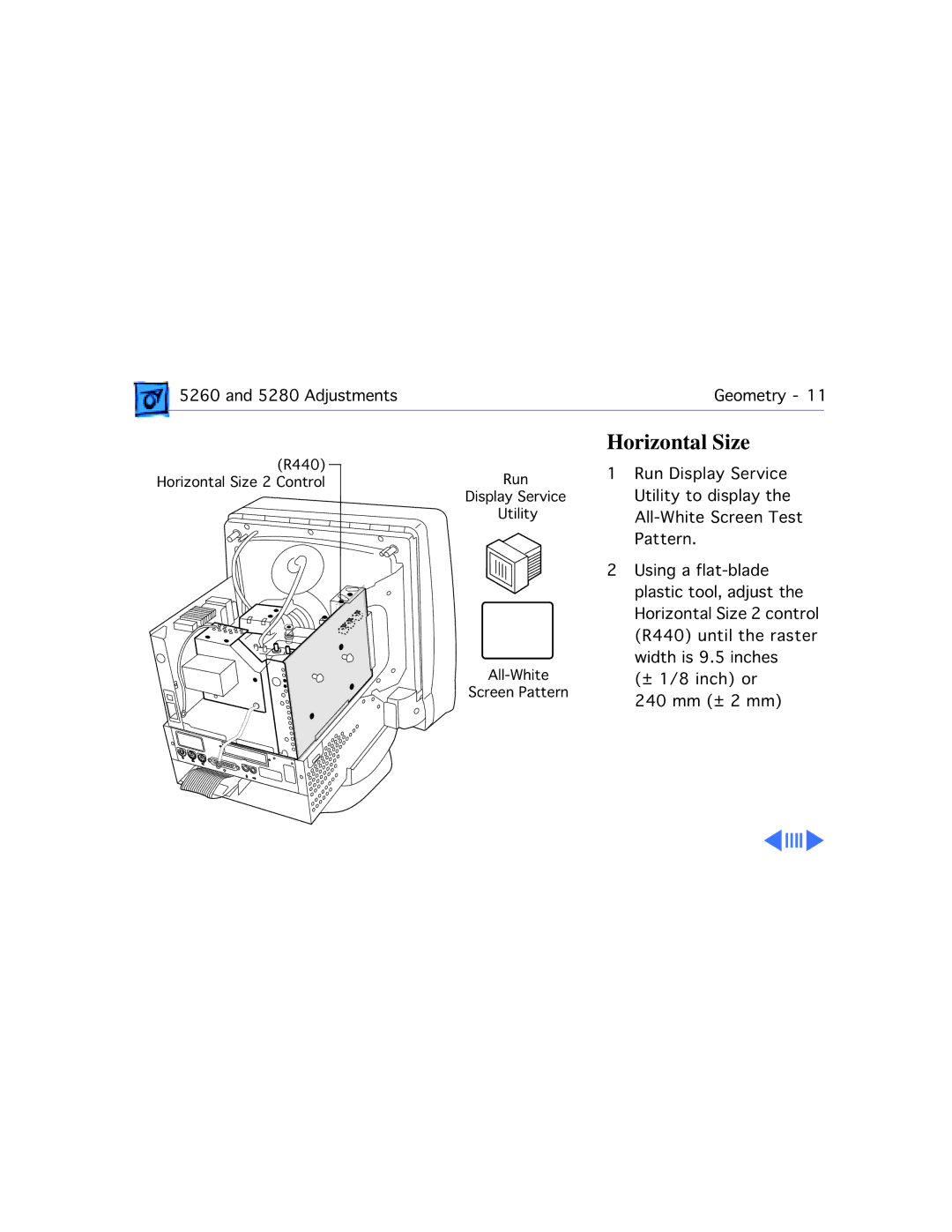 Apple 5260, 5280 manual Horizontal Size 