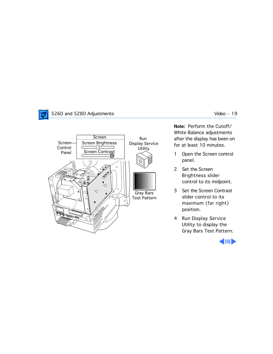 Apple 5260, 5280 manual Adjustments Video 