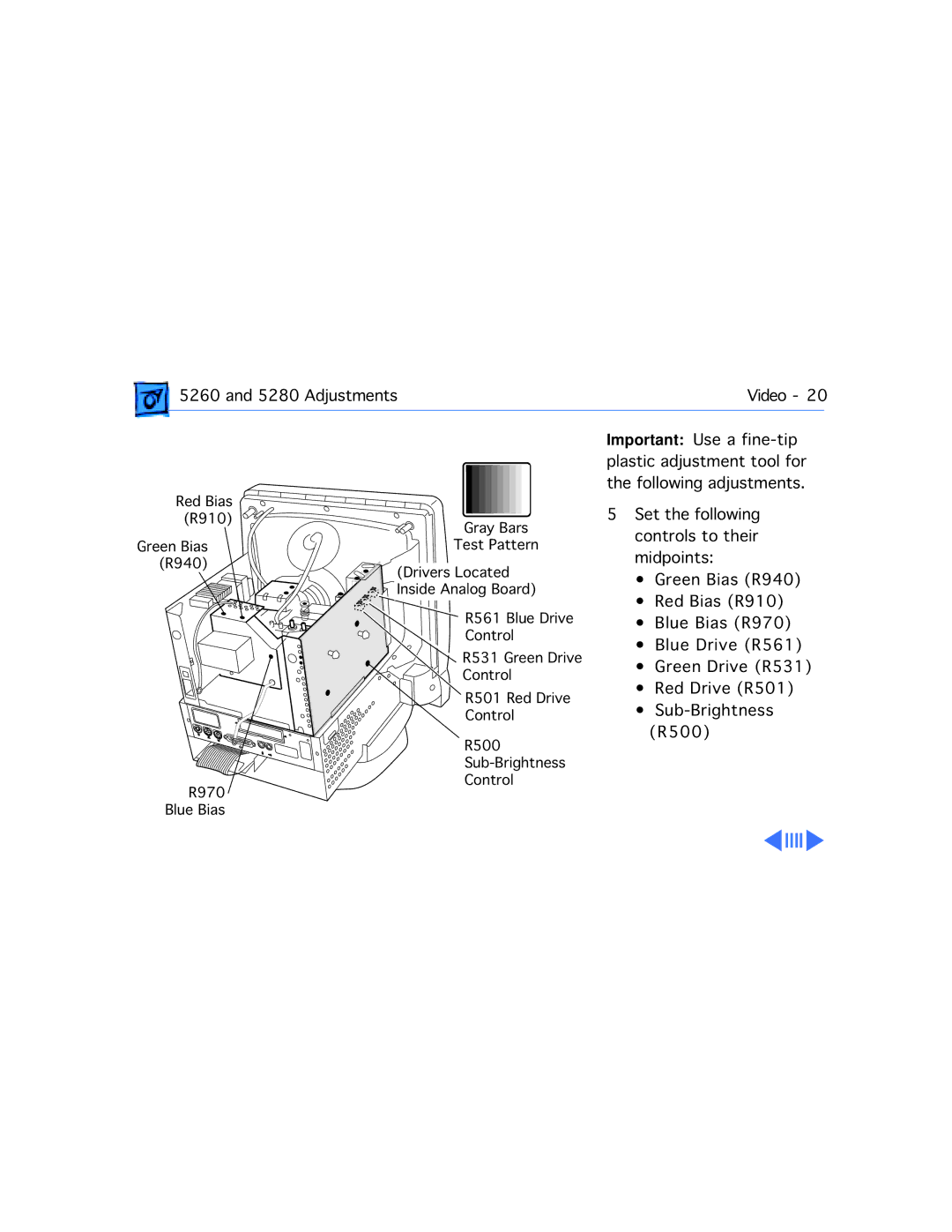 Apple 5280, 5260 manual Following adjustments 