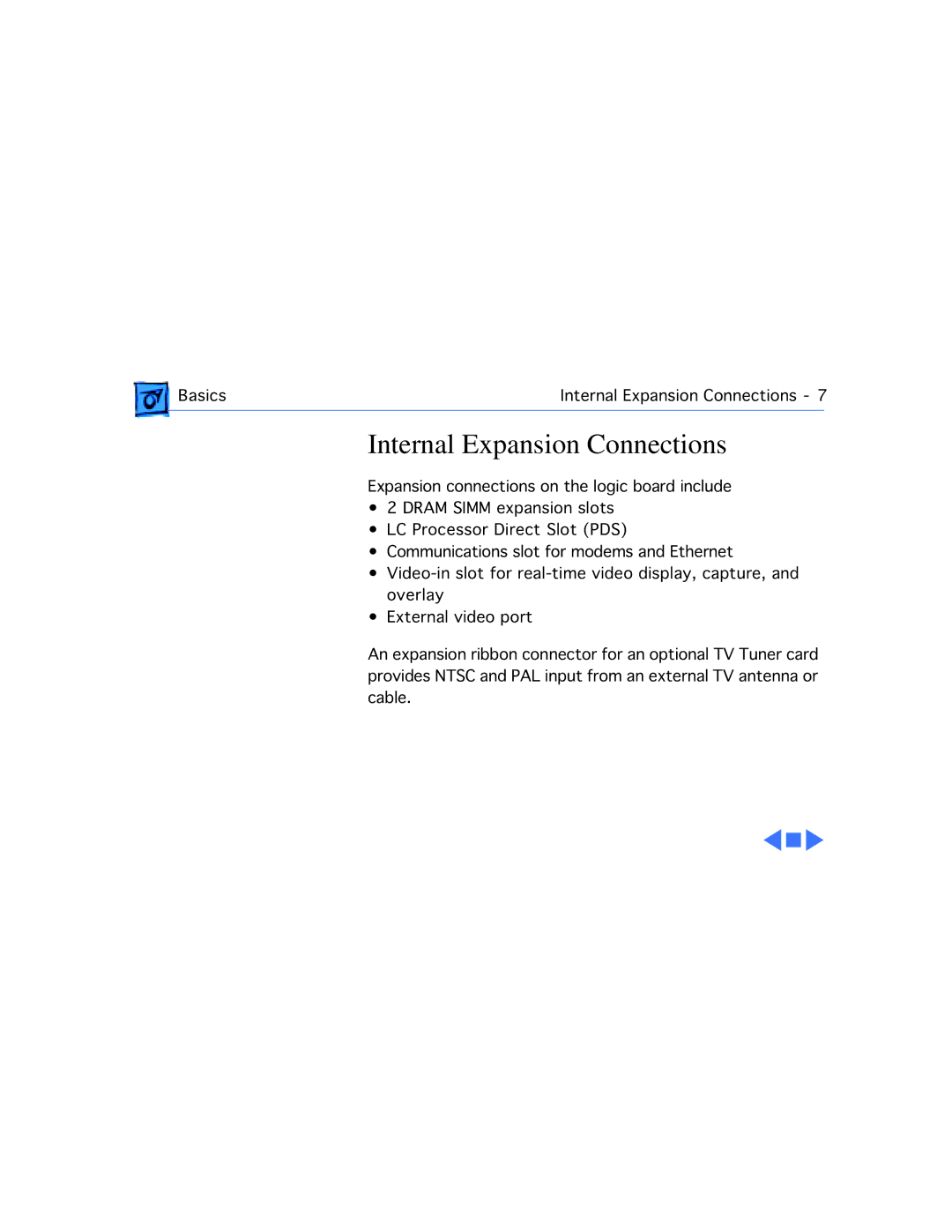 Apple 5280, 5260 manual Internal Expansion Connections 