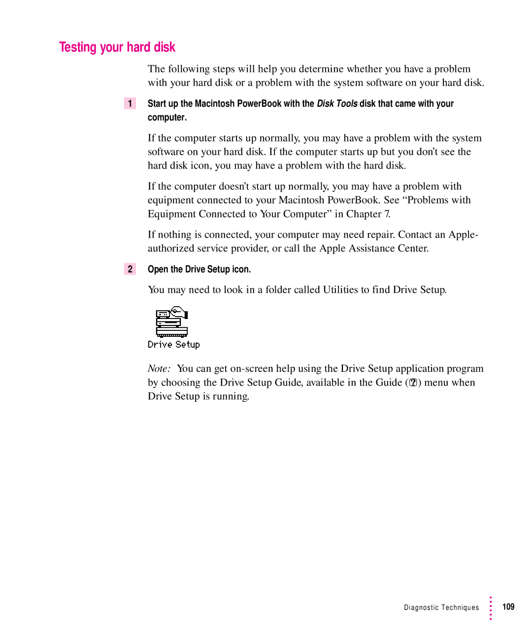 Apple 5300 Series manual Testing your hard disk 