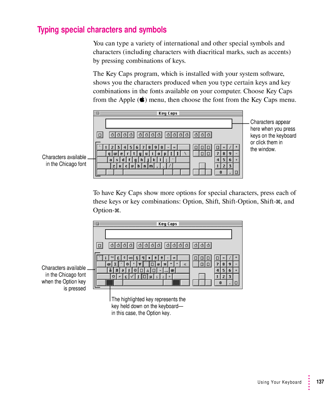 Apple 5300 Series manual Typing special characters and symbols 