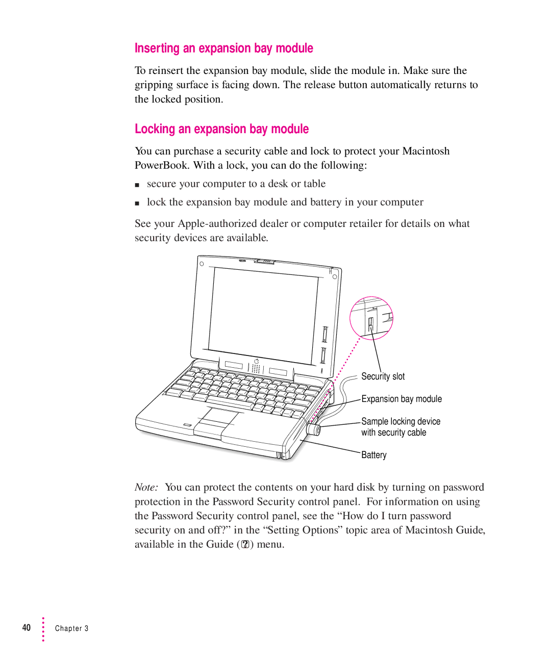 Apple 5300 Series manual Inserting an expansion bay module, Locking an expansion bay module 