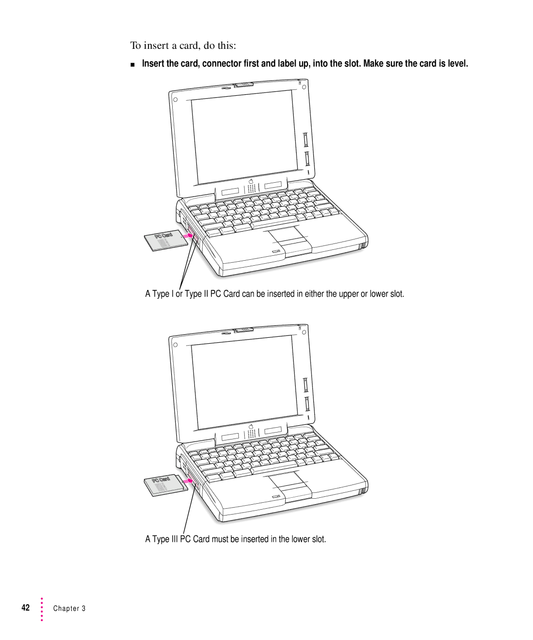 Apple 5300 Series manual To insert a card, do this 