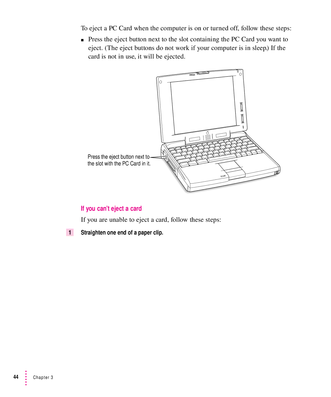 Apple 5300 Series manual If you can’t eject a card, If you are unable to eject a card, follow these steps 