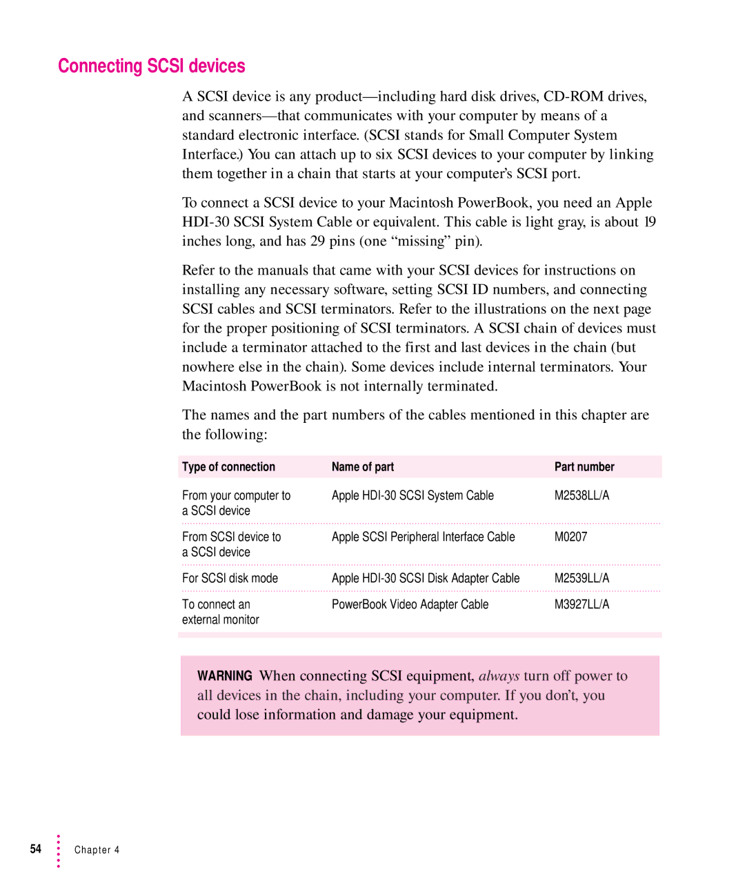 Apple 5300 Series manual Connecting Scsi devices 