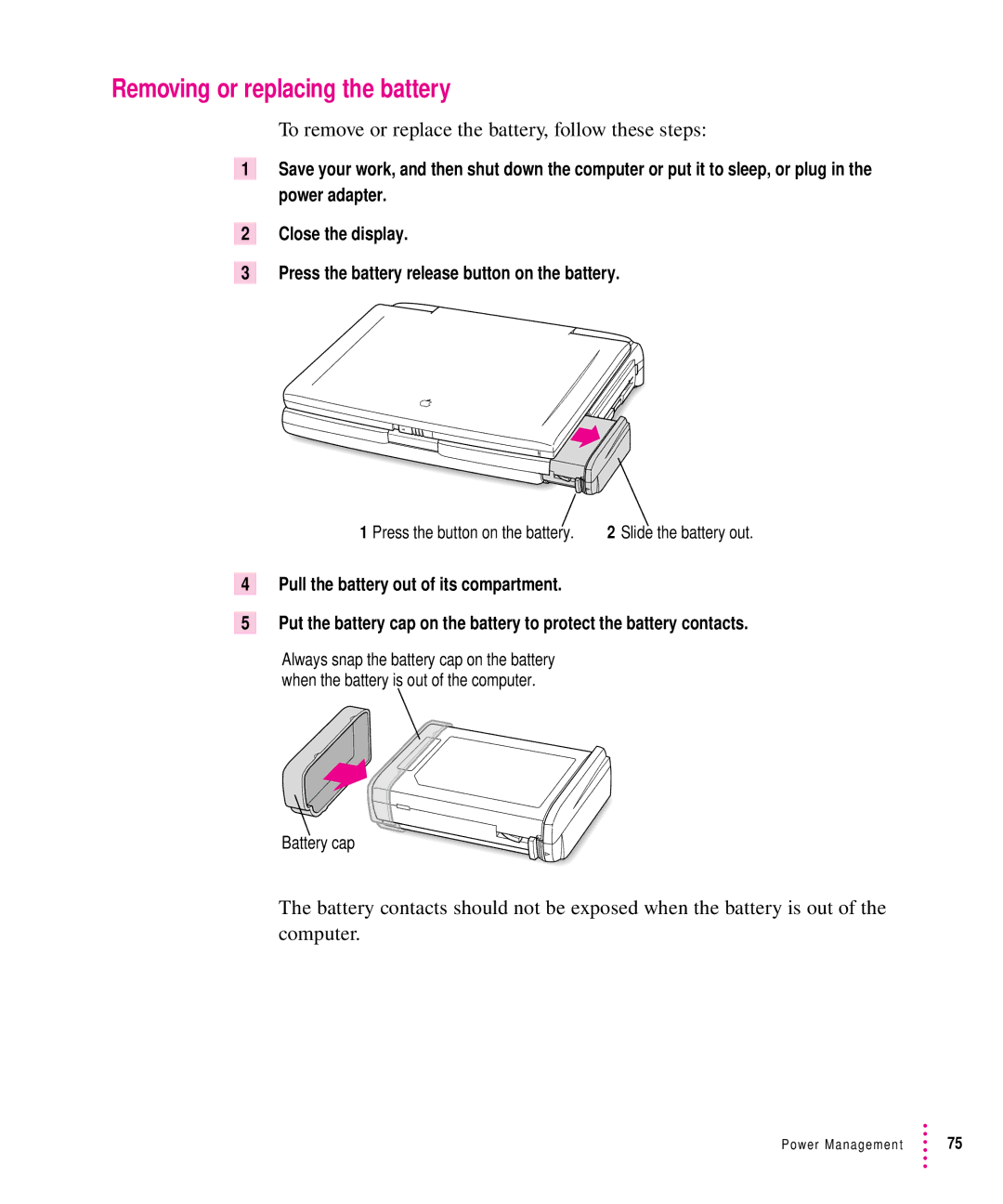 Apple 5300 Series manual Removing or replacing the battery, To remove or replace the battery, follow these steps 