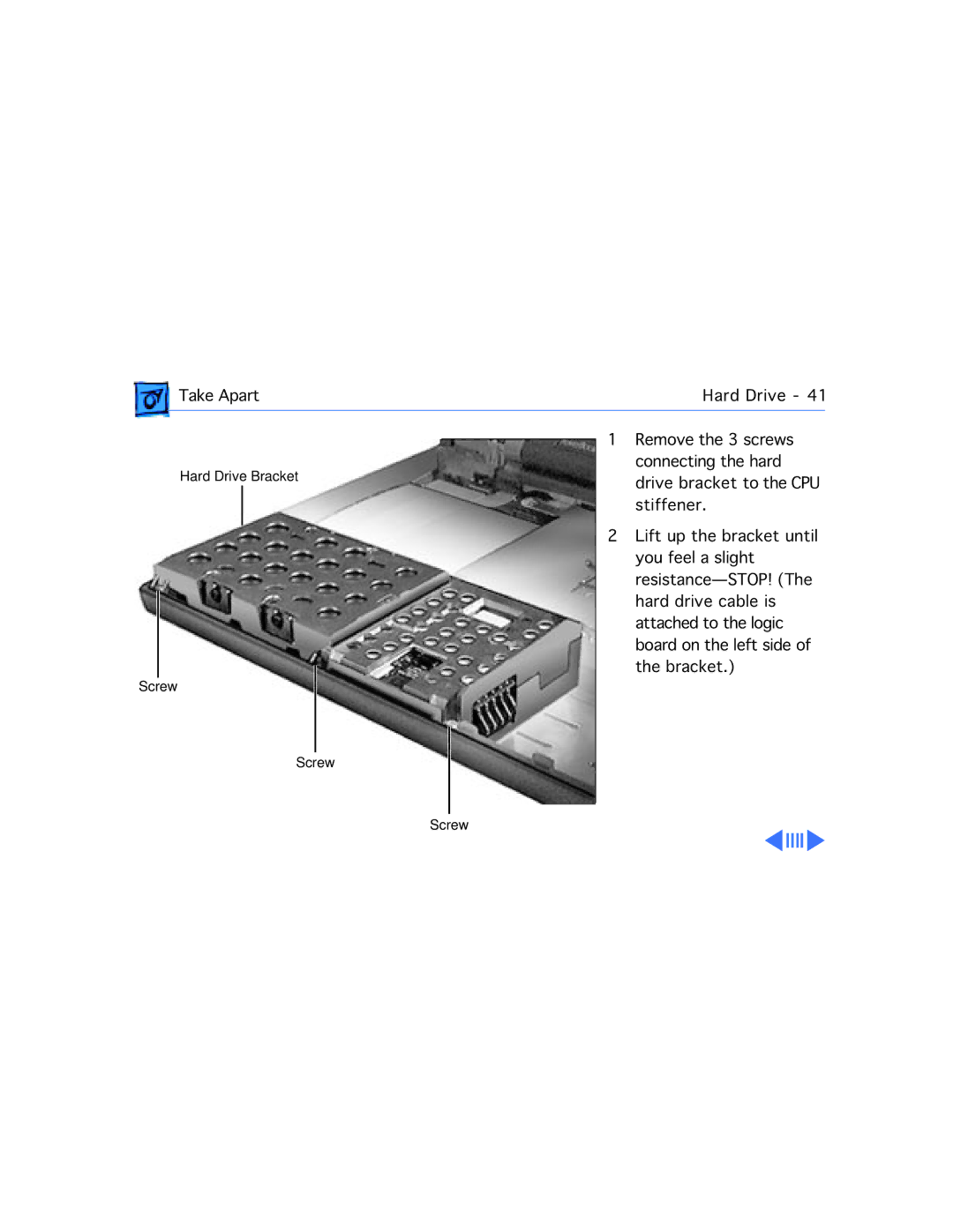 Apple 5300CS/100, 5300C/100, 5300CE/117, 5300/100, 190CS/66 manual Hard Drive Bracket Screw 