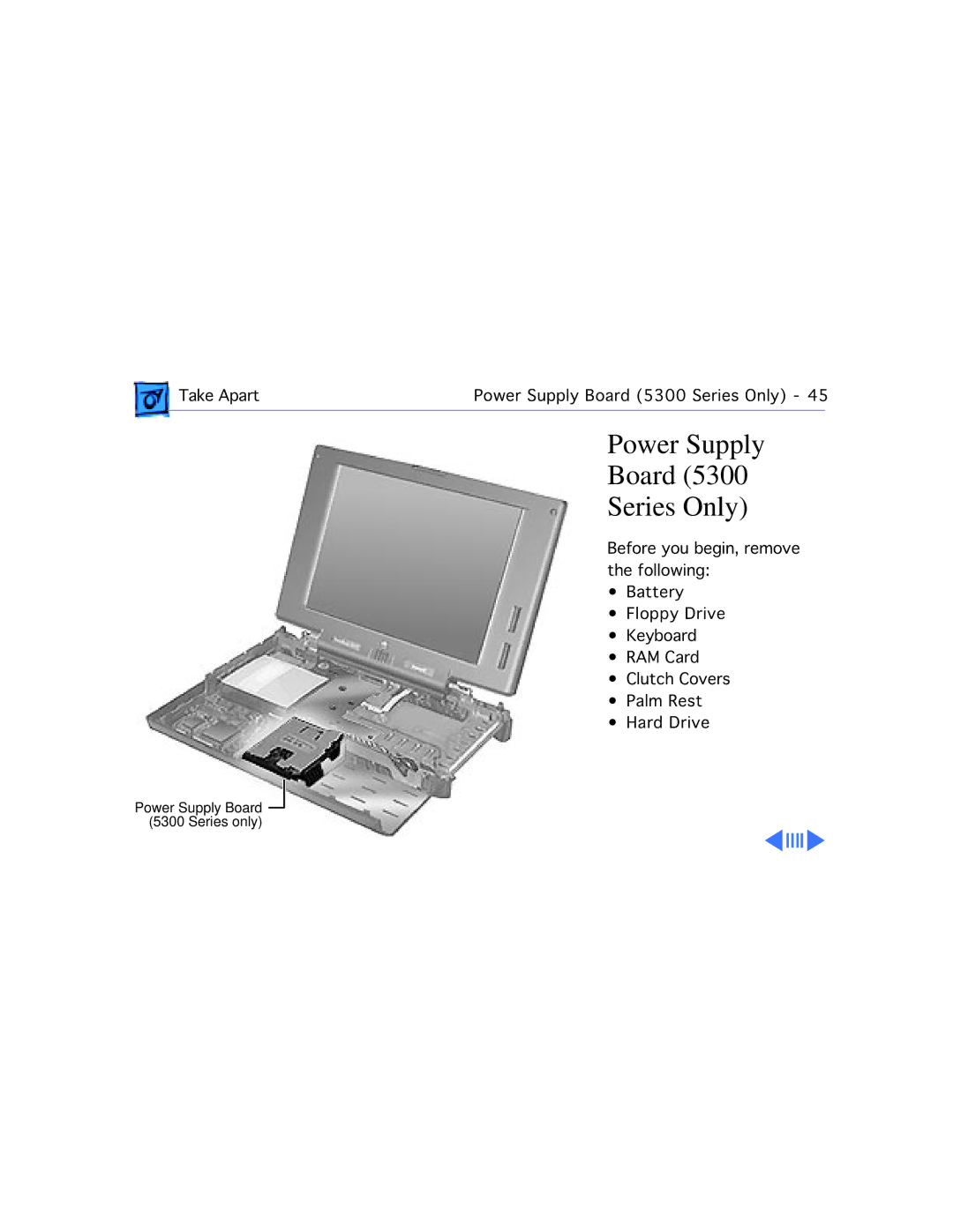 Apple 5300/100, 5300C/100, 5300CE/117, 5300CS/100, 190CS/66 manual Power Supply Board Series Only 