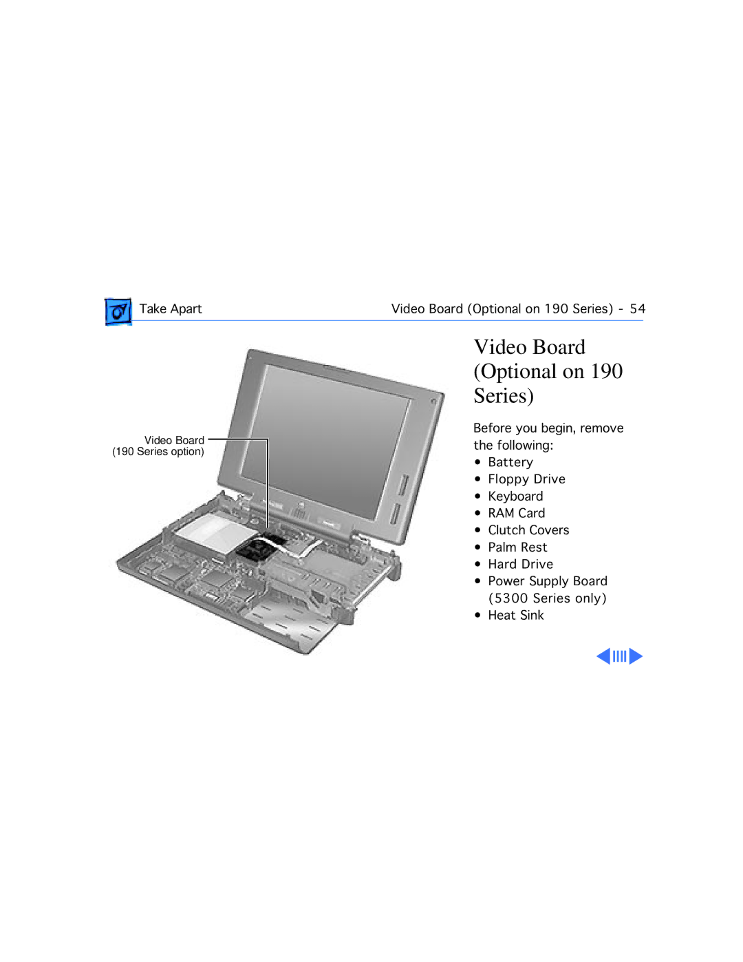 Apple 5300CE/117, 5300C/100, 5300/100, 5300CS/100, 190CS/66 manual Video Board Optional on 190 Series 