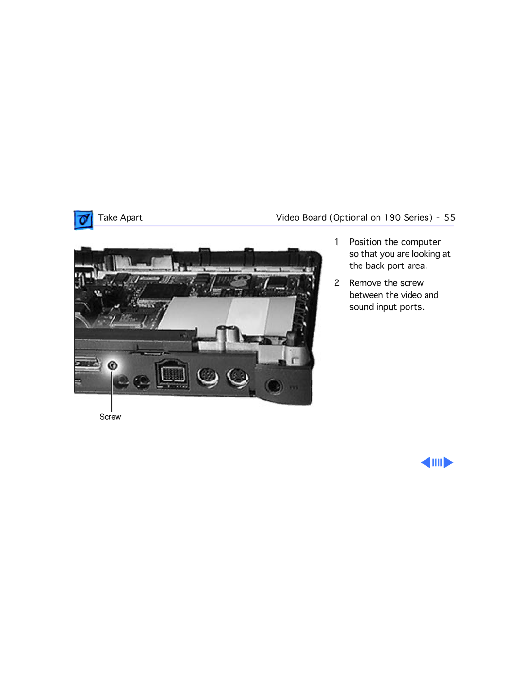 Apple 5300/100, 5300C/100, 5300CE/117, 5300CS/100, 190CS/66 manual Screw 