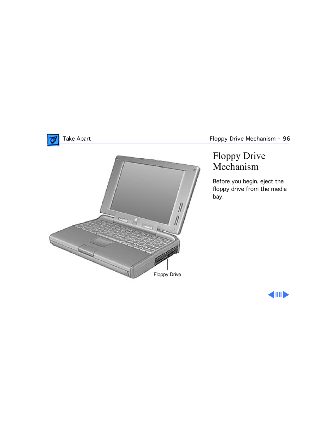 Apple 5300CS/100, 5300C/100, 5300CE/117, 5300/100, 190CS/66 manual Floppy Drive Mechanism 