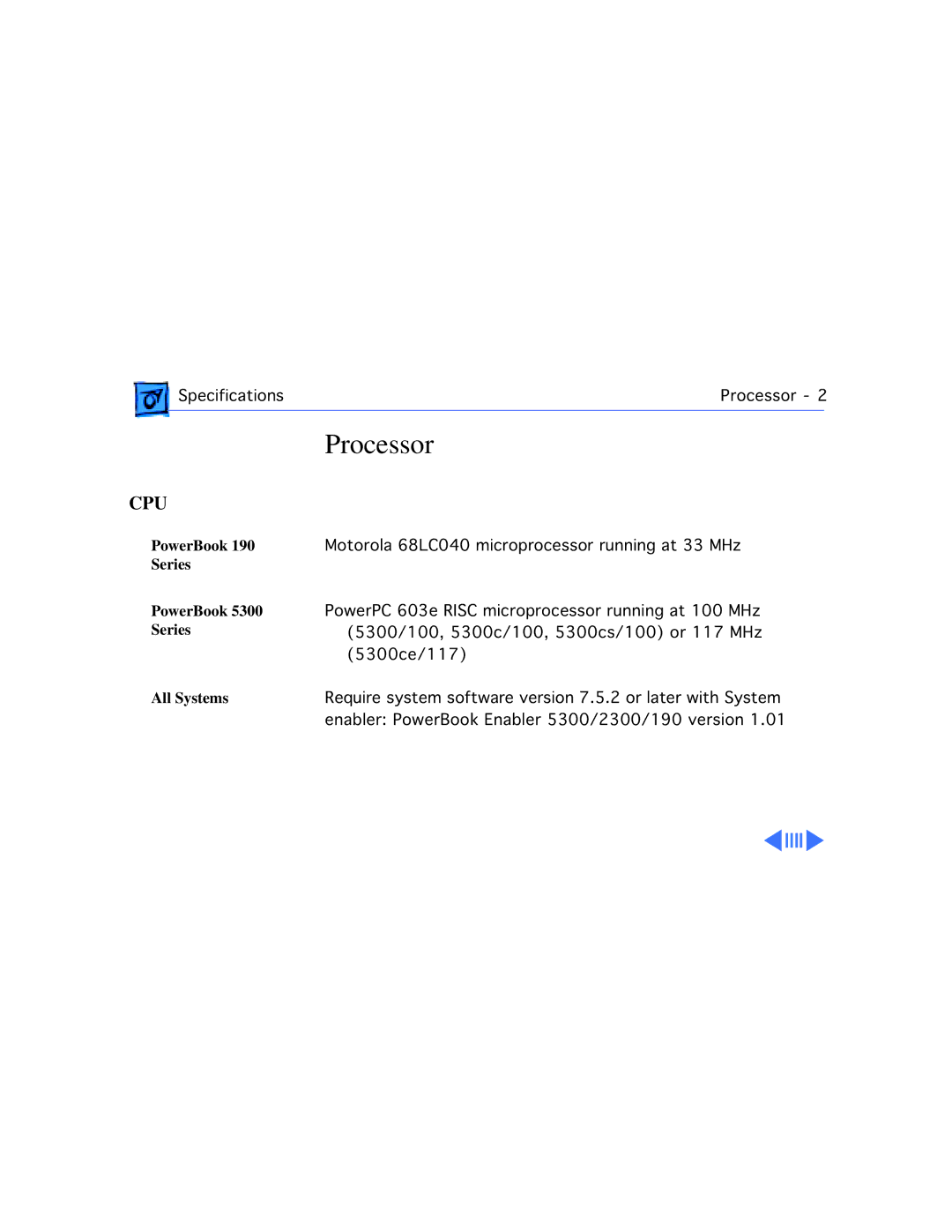 Apple 190CS/66, 5300C/100, 5300CE/117, 5300/100, 5300CS/100 manual Processor, Cpu 