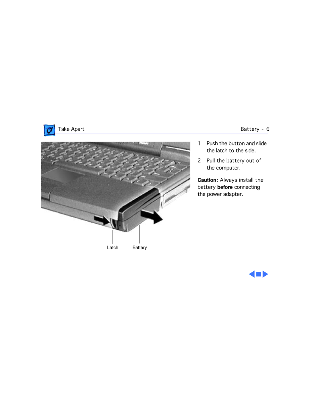 Apple 5300CS/100, 5300C/100, 5300CE/117, 5300/100, 190CS/66 manual Latch Battery 