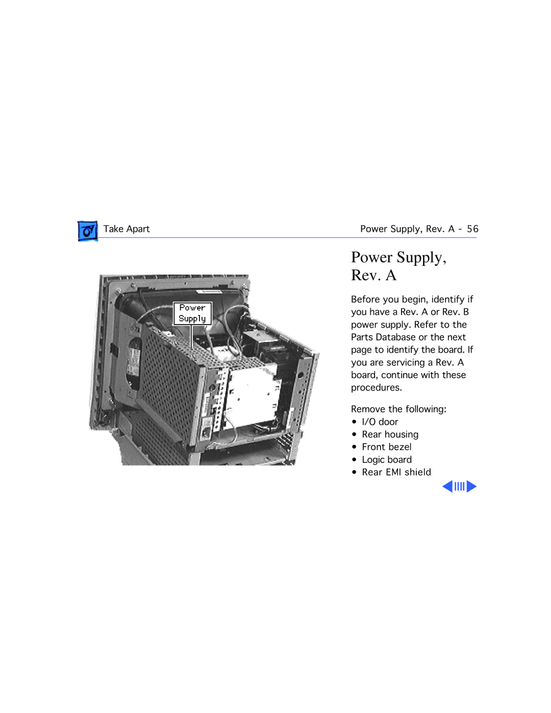 Apple 5200CD, 5300CD, 5200/75 LC, 5300/100 LC, 5215CD, 5320CD manual Power Supply Rev. a 