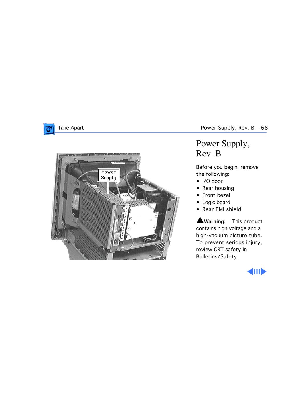 Apple 5200CD, 5300CD, 5200/75 LC, 5300/100 LC, 5215CD, 5320CD manual Power Supply Rev. B 