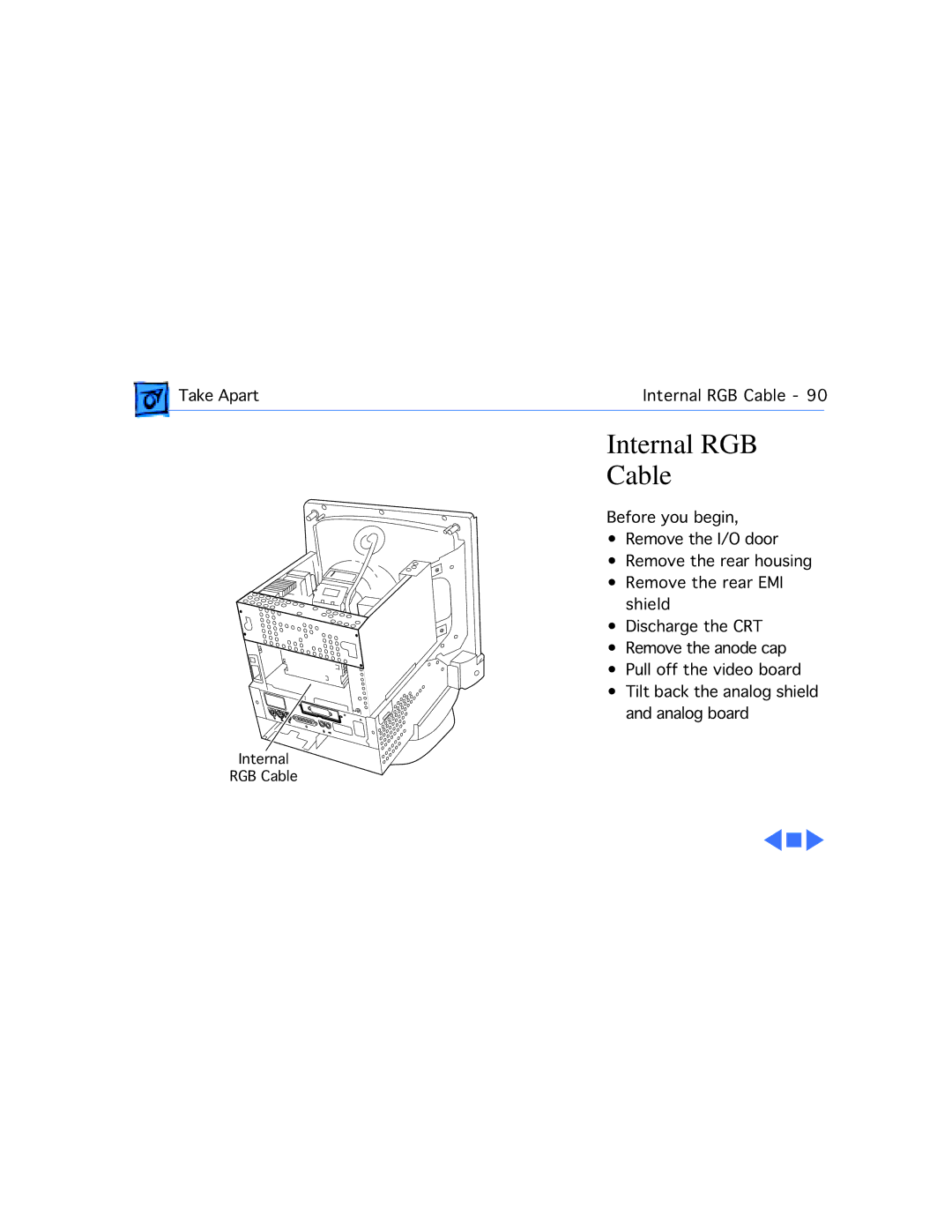 Apple 5320CD, 5300CD, 5200CD, 5200/75 LC, 5300/100 LC, 5215CD manual Internal RGB Cable 