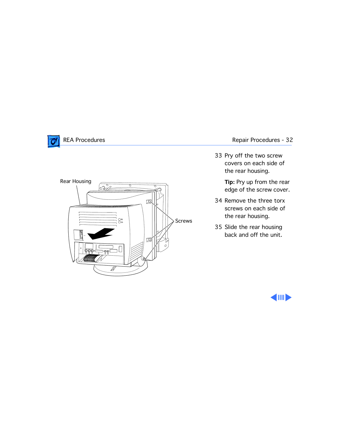 Apple 5215CD, 5300CD, 5200CD, 5200/75 LC, 5300/100 LC, 5320CD manual Tip Pry up from the rear 