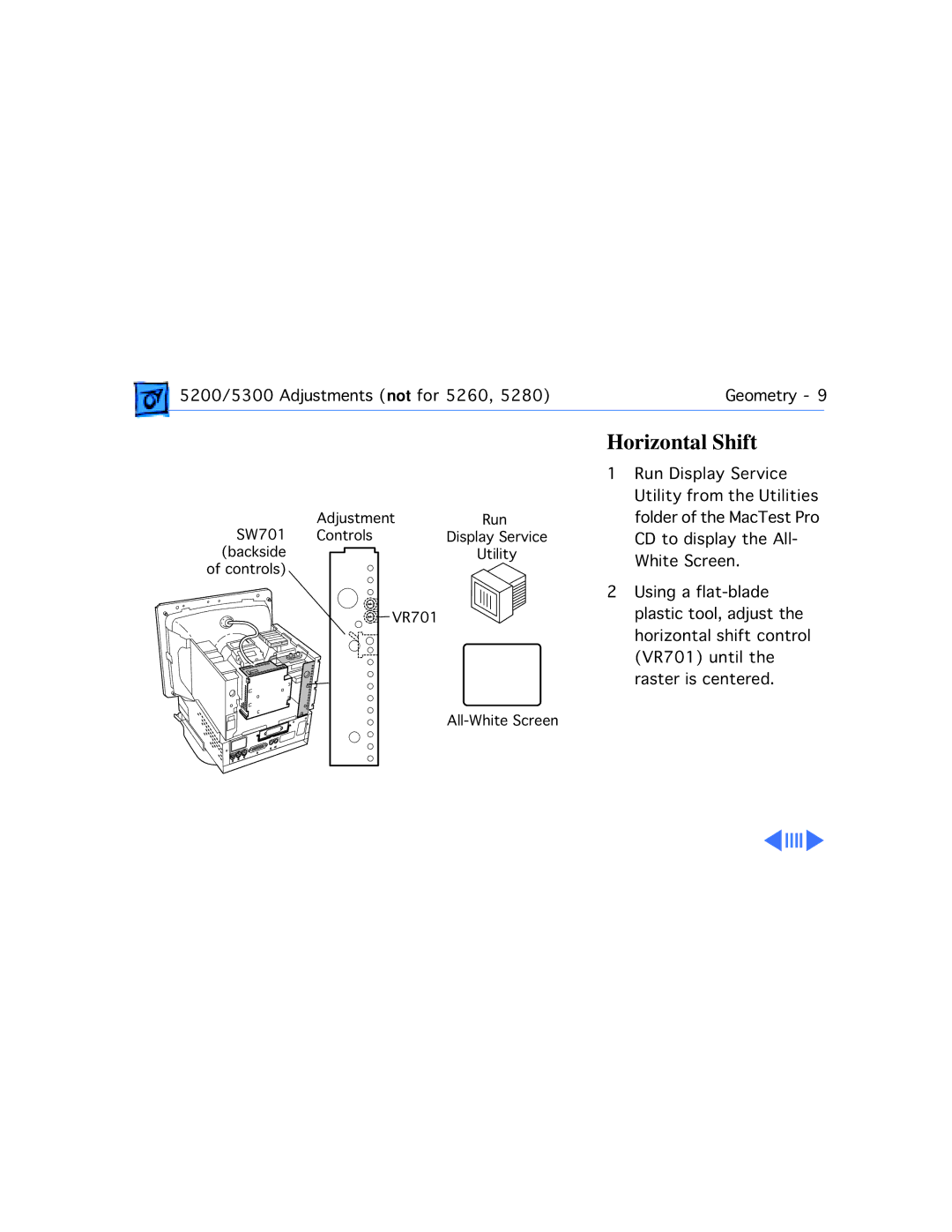 Apple 5200CD, 5300CD, 5200/75 LC, 5300/100 LC, 5215CD, 5320CD manual Horizontal Shift 