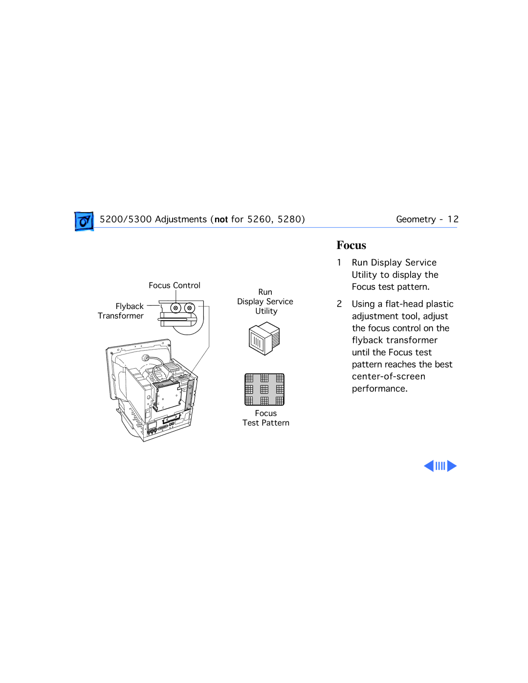 Apple 5215CD, 5300CD, 5200CD, 5200/75 LC, 5300/100 LC, 5320CD manual Focus 