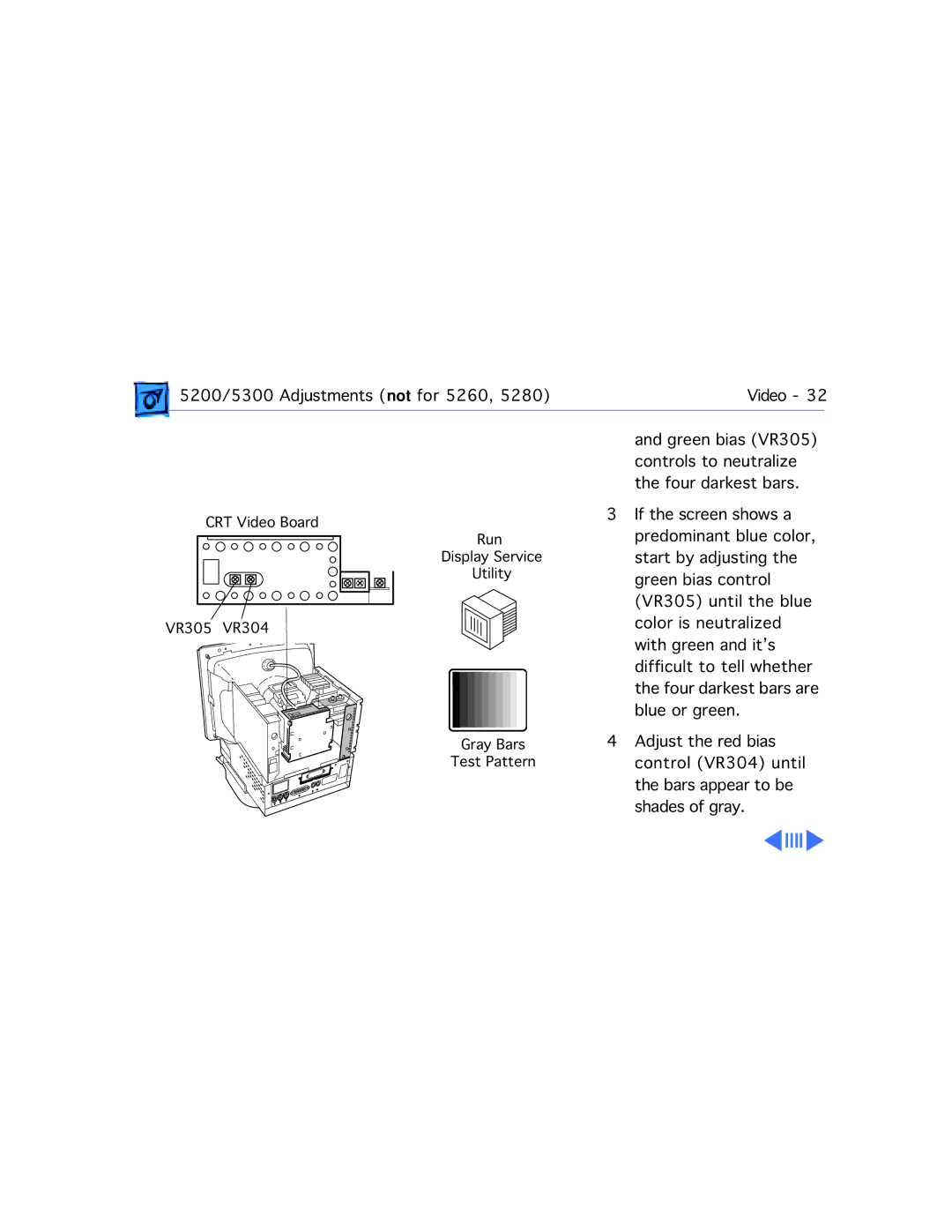 Apple 5300CD, 5200CD, 5200/75 LC, 5300/100 LC, 5215CD, 5320CD manual 5200/5300 Adjustments not for 5260 Video 