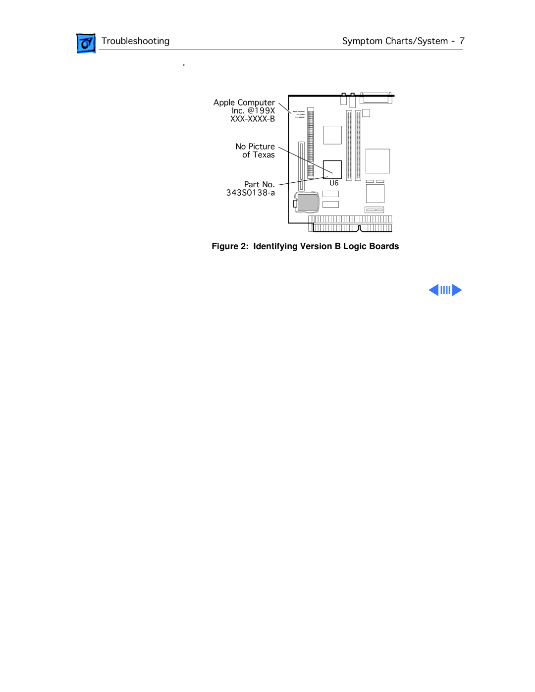 Apple 5300/100 LC, 5300CD, 5200CD, 5200/75 LC, 5215CD, 5320CD manual Identifying Version B Logic Boards 