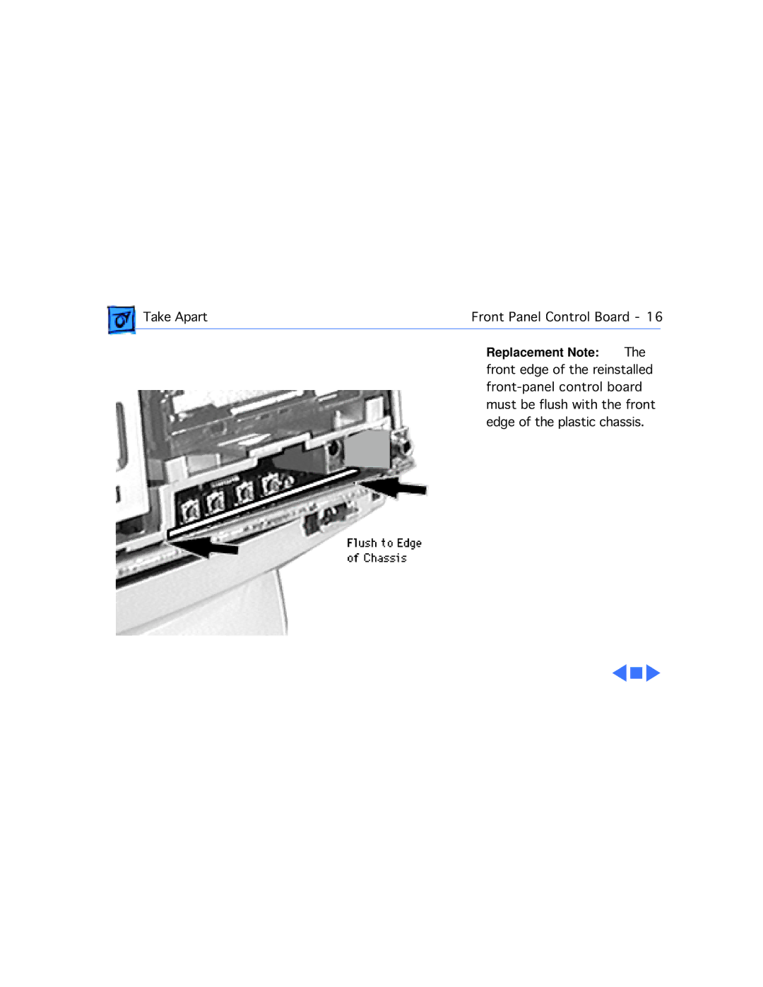 Apple 5300/100 LC, 5300CD, 5200CD, 5200/75 LC, 5215CD, 5320CD manual Front edge of the reinstalled 