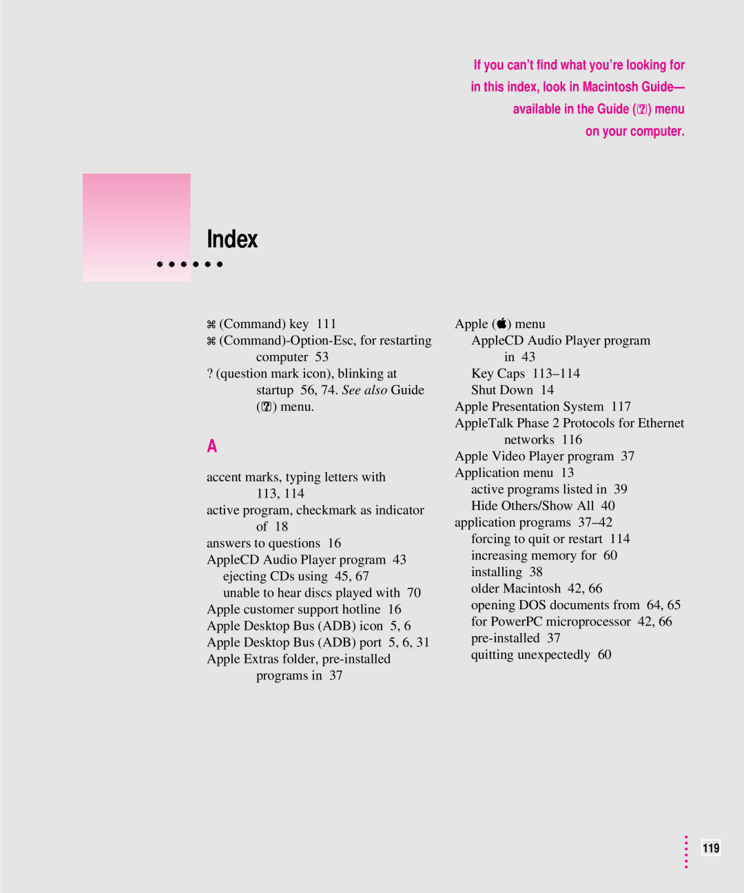 Apple 5200CD, 5300CD manual Index 