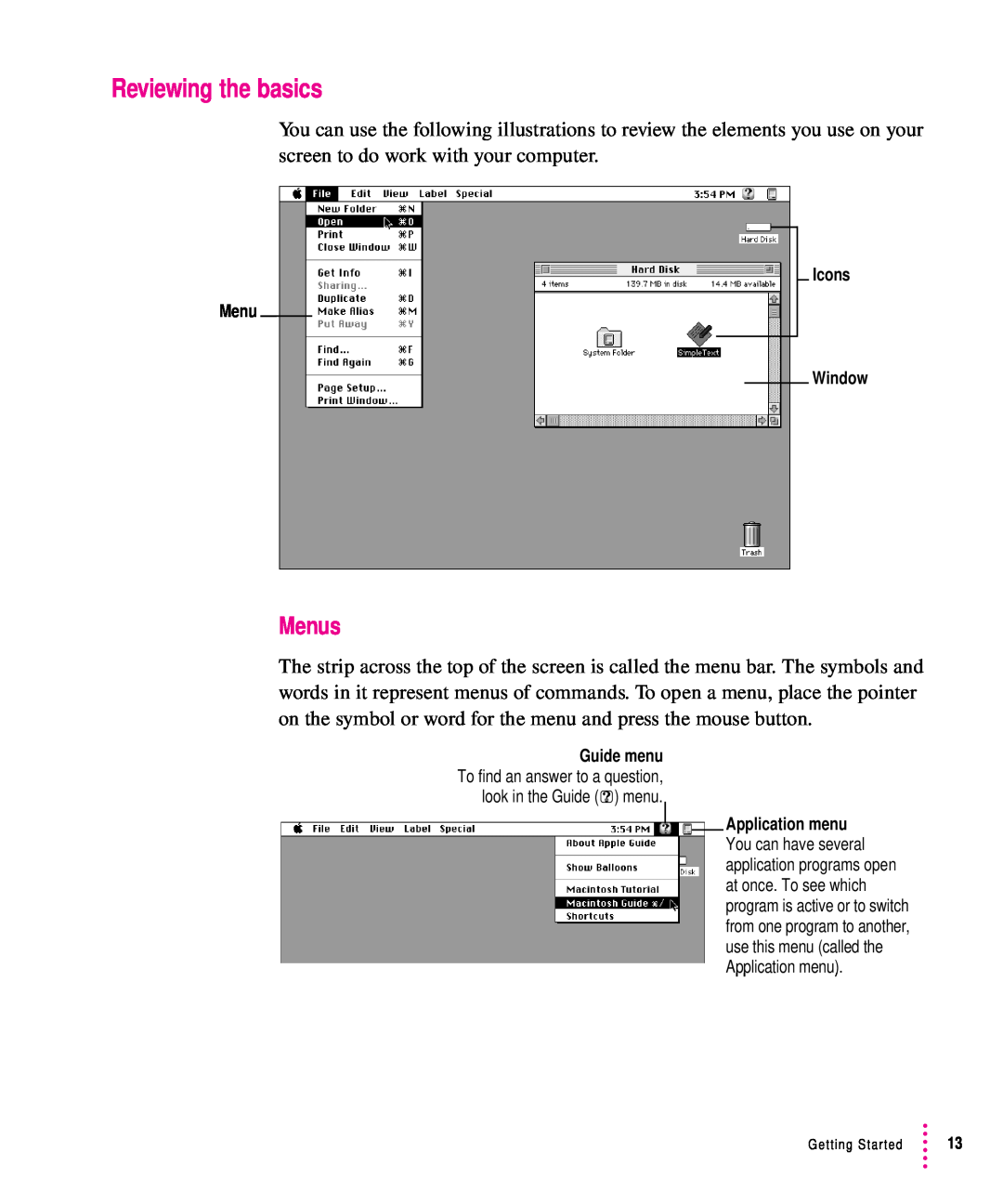 Apple 5200CD, 5300CD manual Reviewing the basics, Menus 