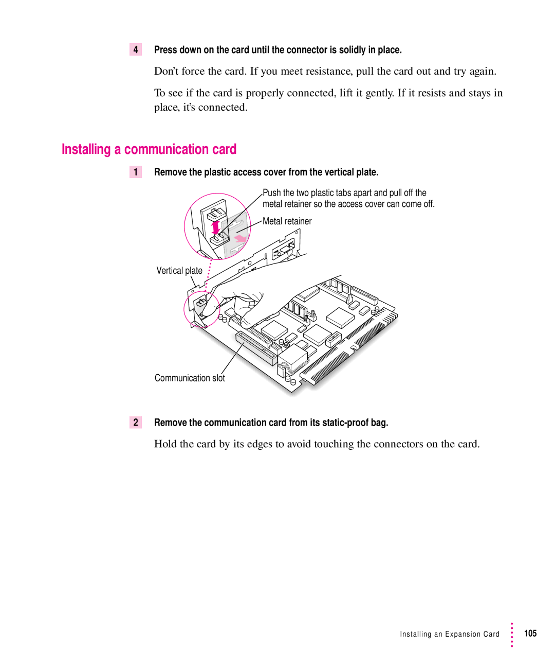 Apple 5200CD, 5300CD manual Installing a communication card 