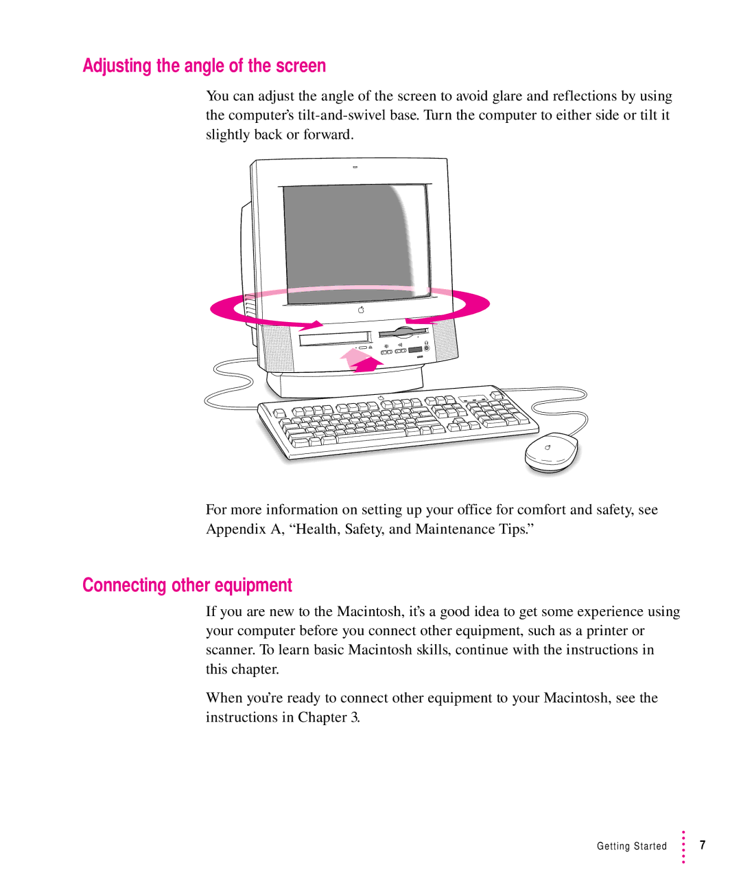 Apple 5200CD, 5300CD manual Adjusting the angle of the screen, Connecting other equipment 