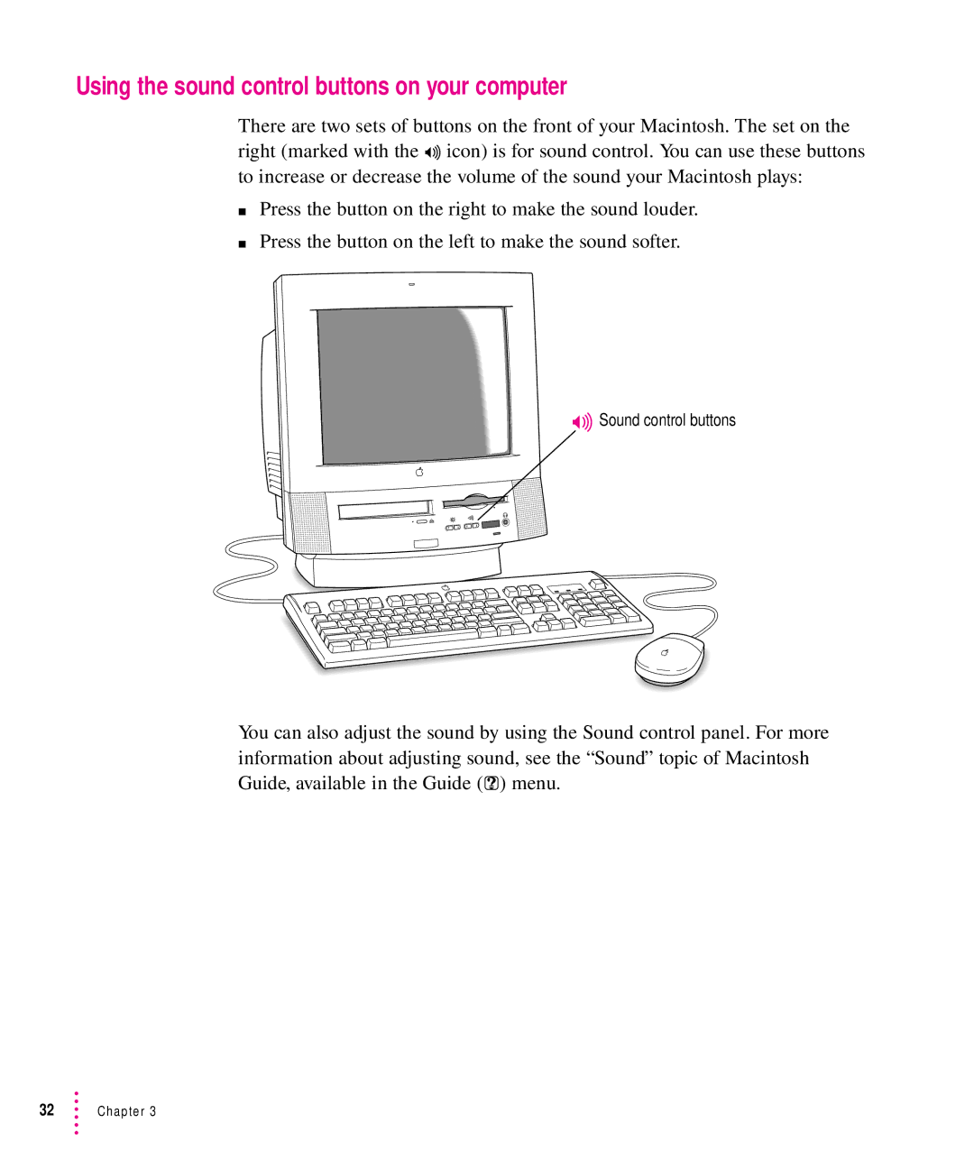 Apple 5300CD, 5200CD manual Using the sound control buttons on your computer 