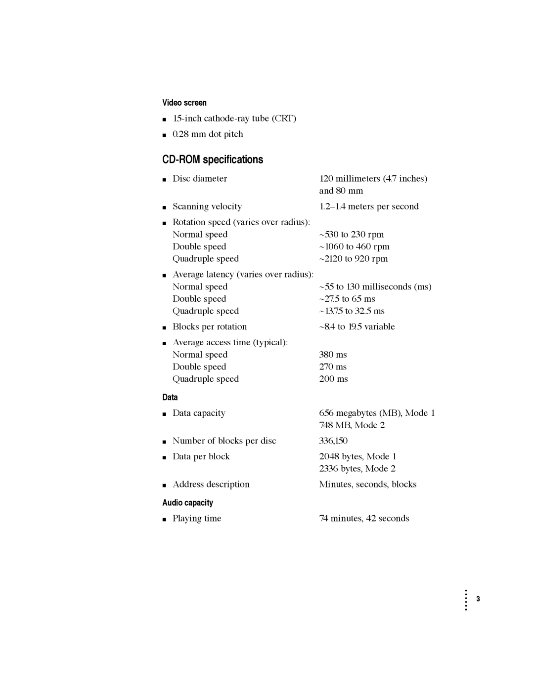 Apple 5300CD CD-ROM specifications 