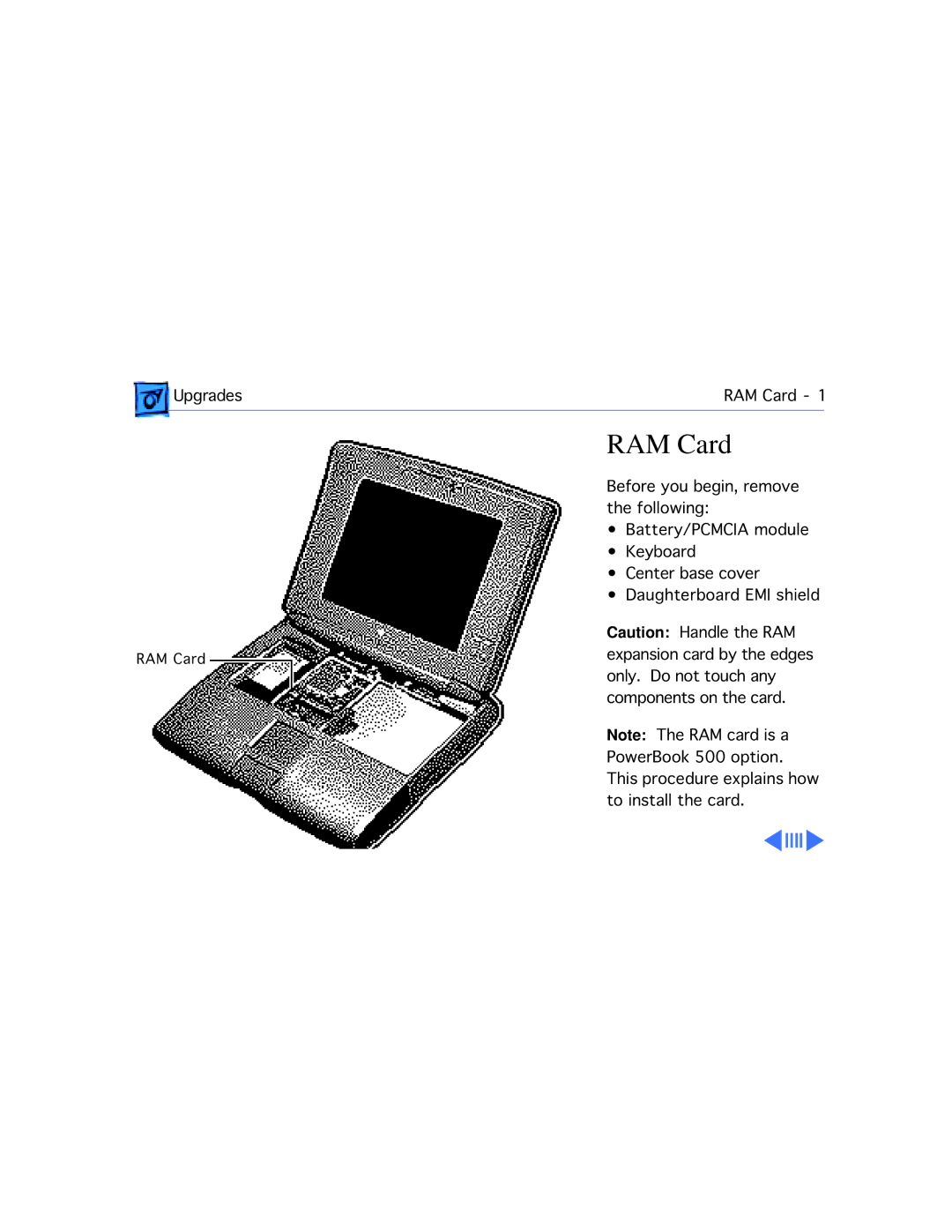 Apple 520C, 540C manual RAM Card 