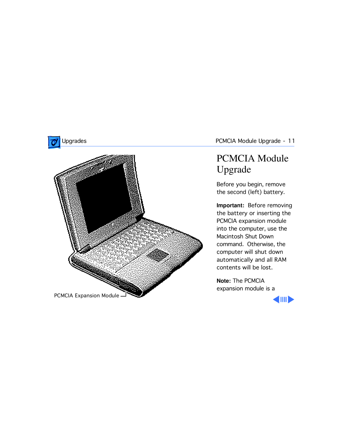 Apple 540C, 520C manual Pcmcia Module Upgrade 