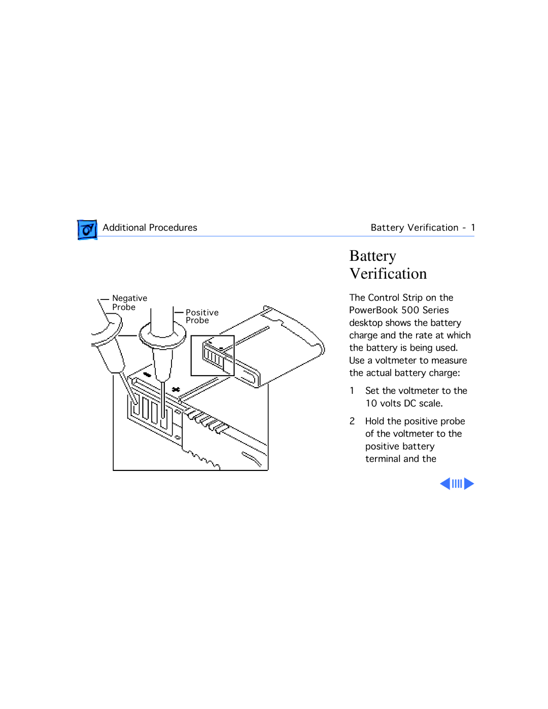 Apple 540C, 520C manual Battery Verification 