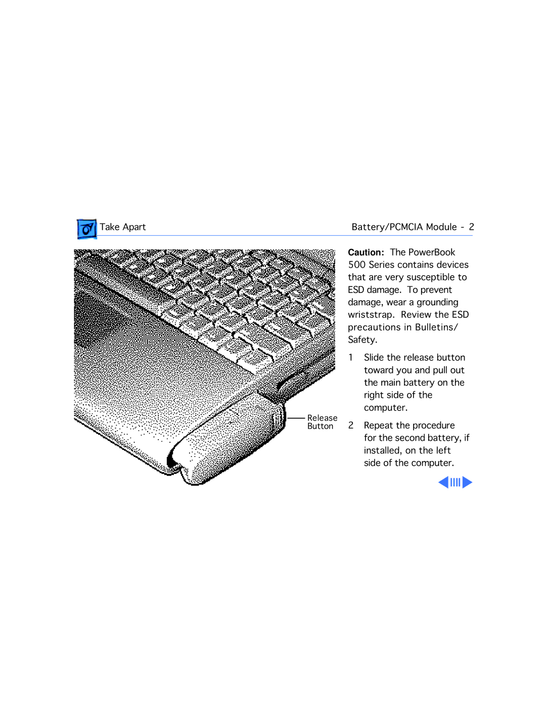 Apple 540C, 520C manual Take Apart Battery/PCMCIA Module 