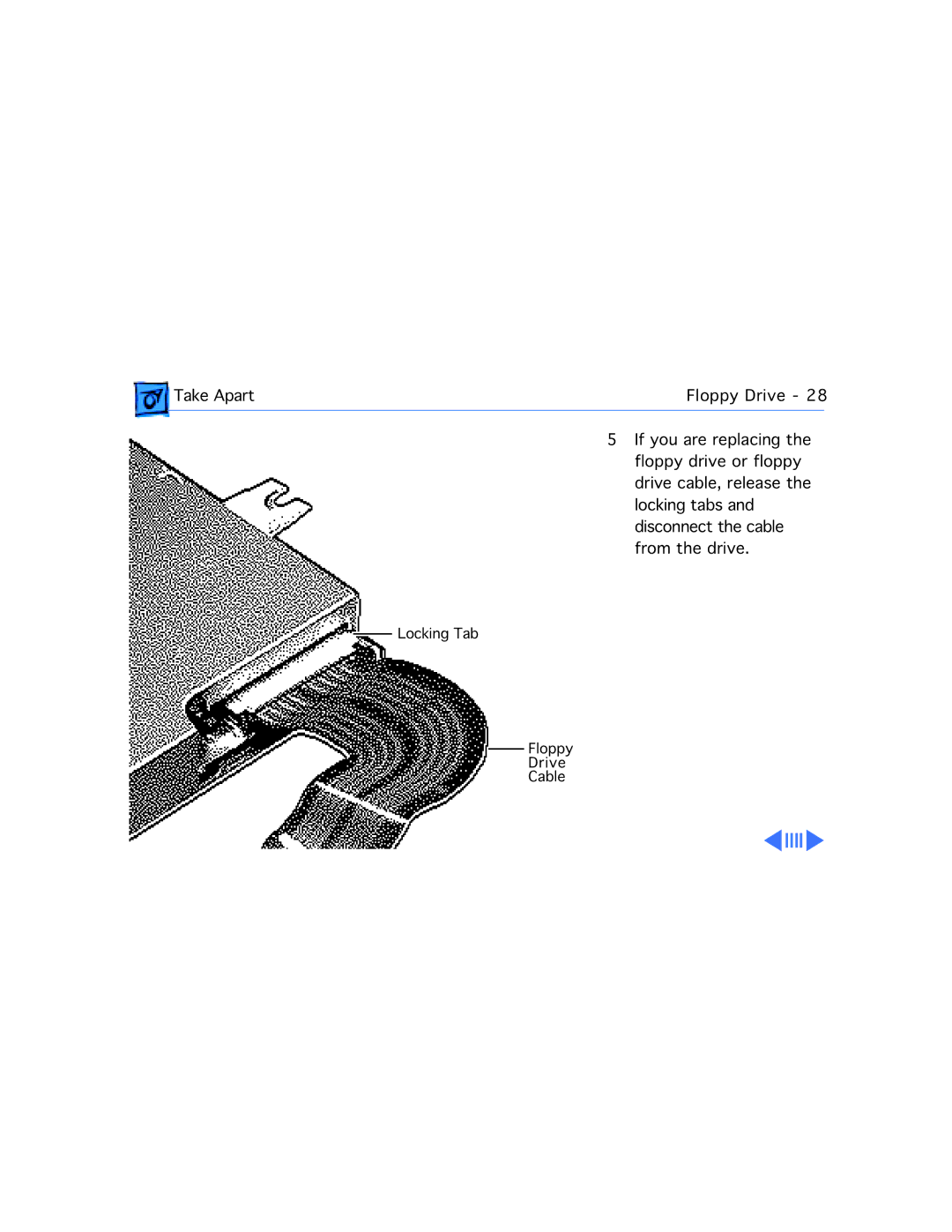 Apple 520C, 540C manual Locking Tab Floppy Drive Cable 