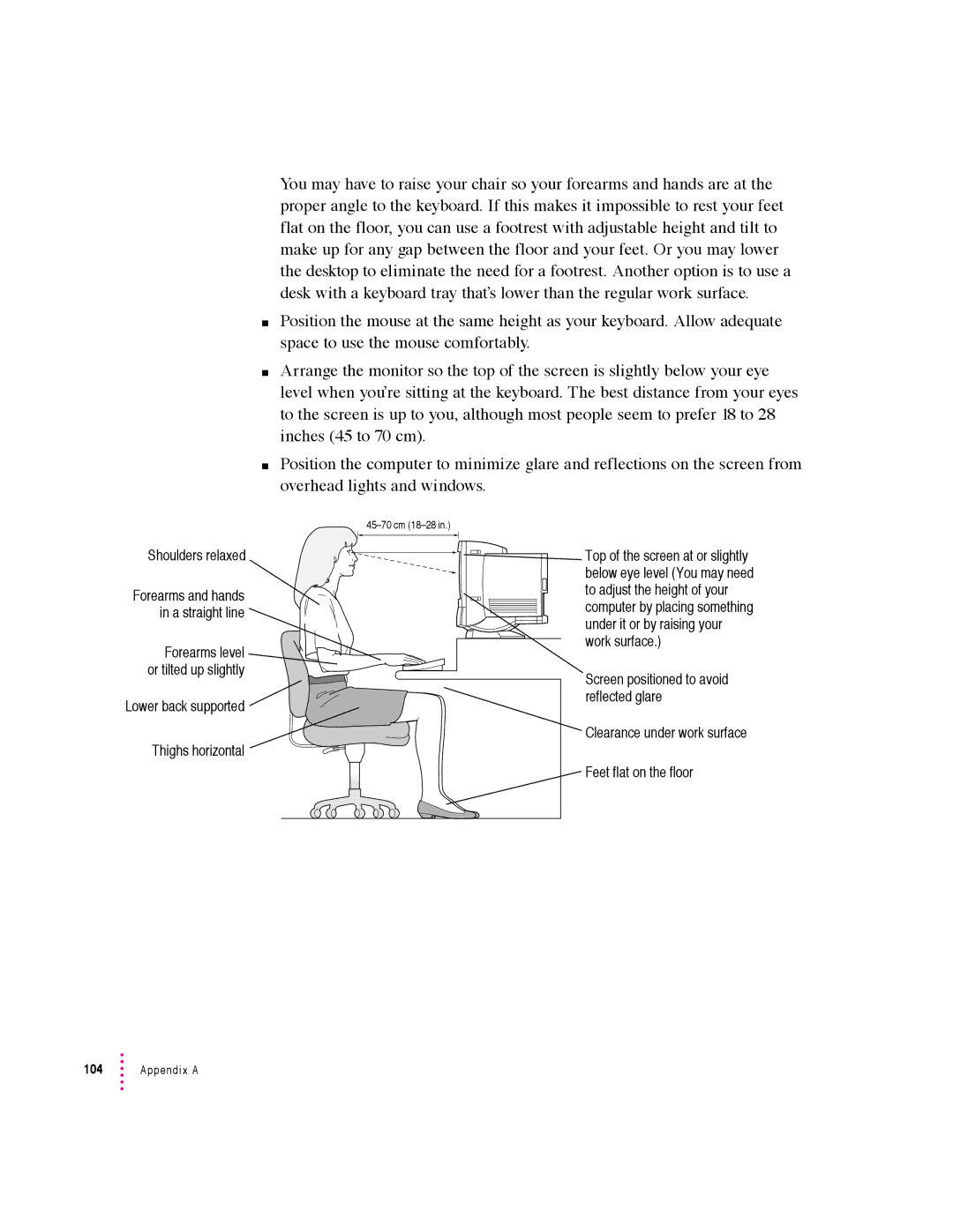 Apple 5400 Series manual Shoulders relaxed 