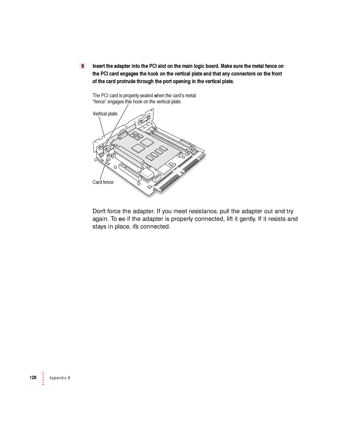 Apple 5400 Series manual Vertical plate Card fence 