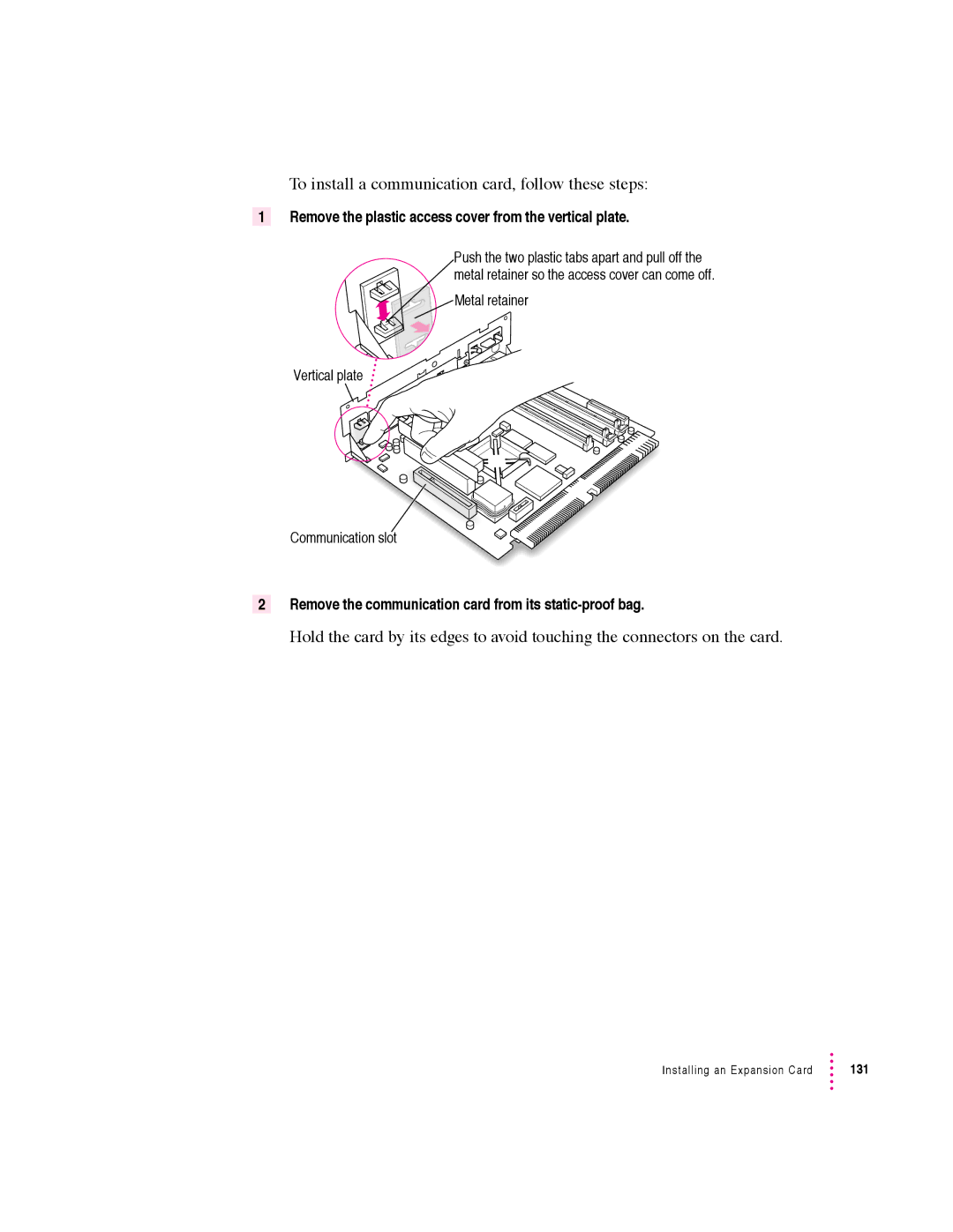 Apple 5400 Series manual To install a communication card, follow these steps 