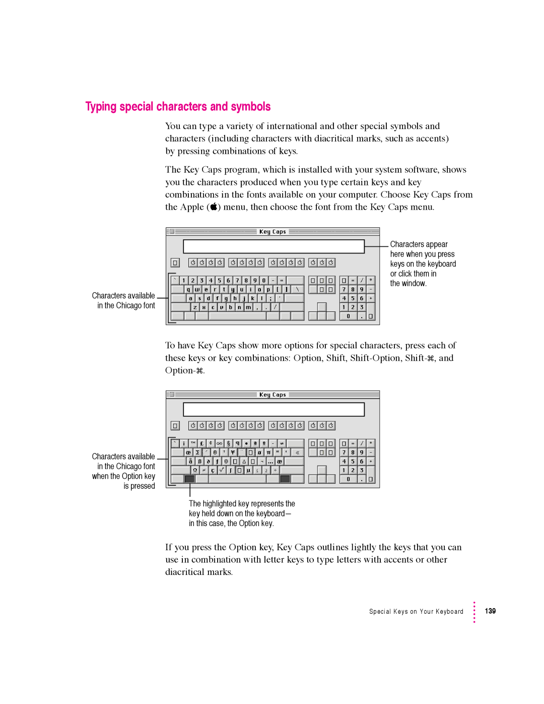 Apple 5400 Series manual Typing special characters and symbols 