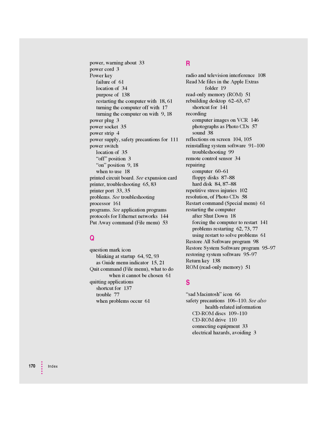 Apple 5400 Series manual Index 